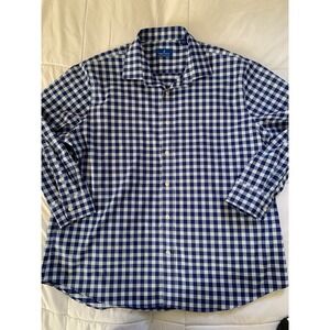 NEW Nautica Performance Button Shirt Mens XL 171 32/32 Classic Fit Stretch Check